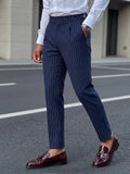 Cropped Striped Suit Trousers