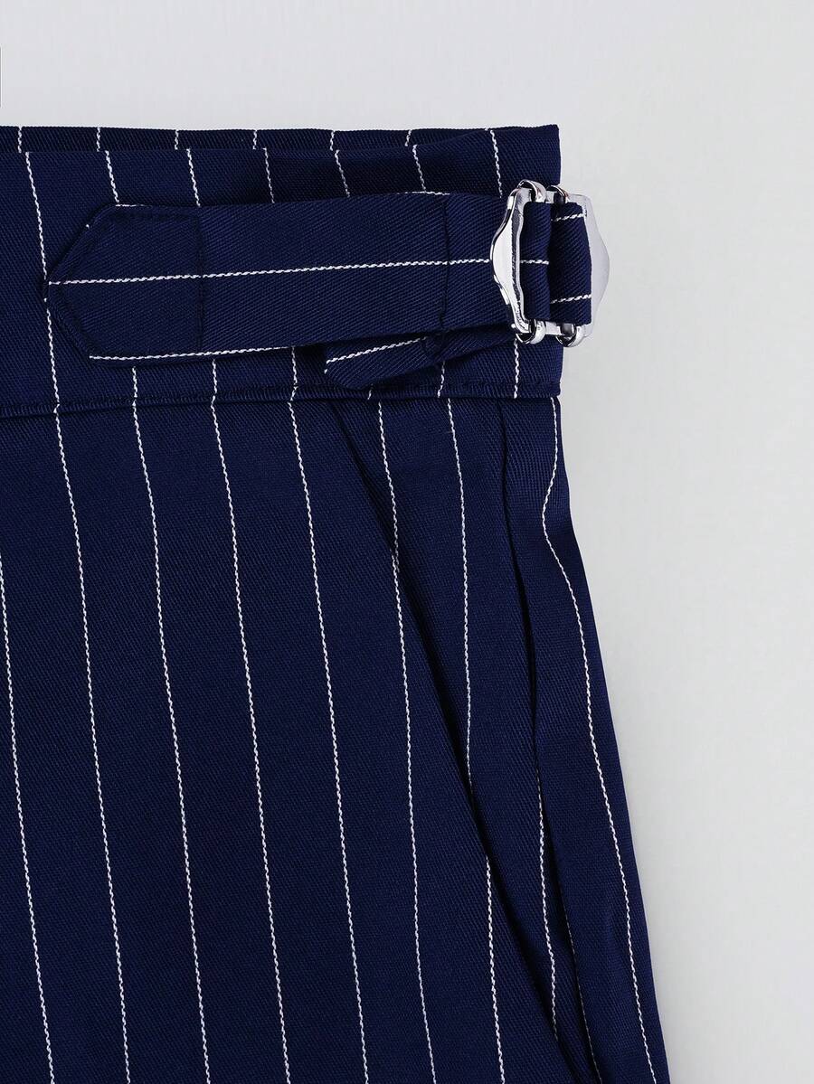 Cropped Striped Suit Trousers