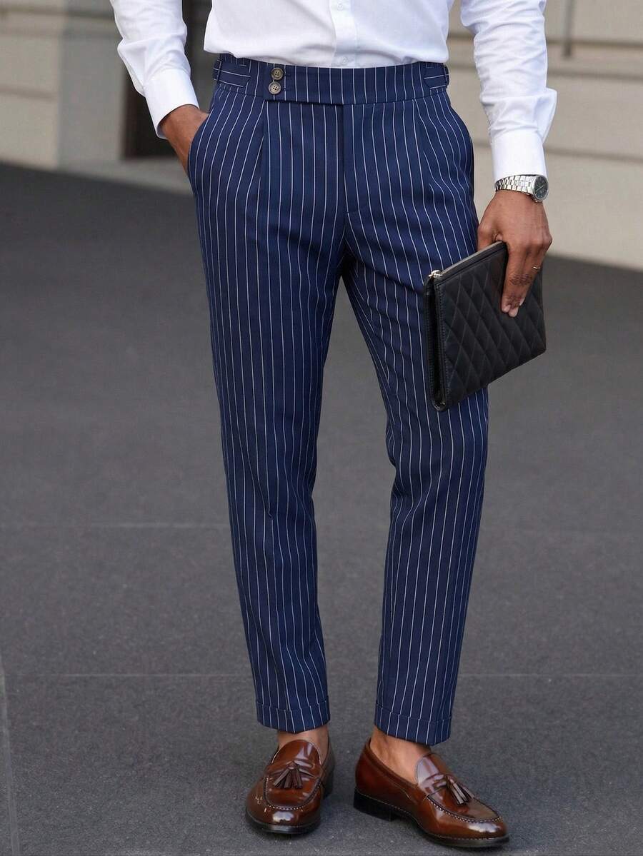 Cropped Striped Suit Trousers