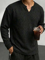 Herringbone Knit Long-Sleeve Top