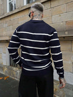 Ribbed Stripe Collared Jumper