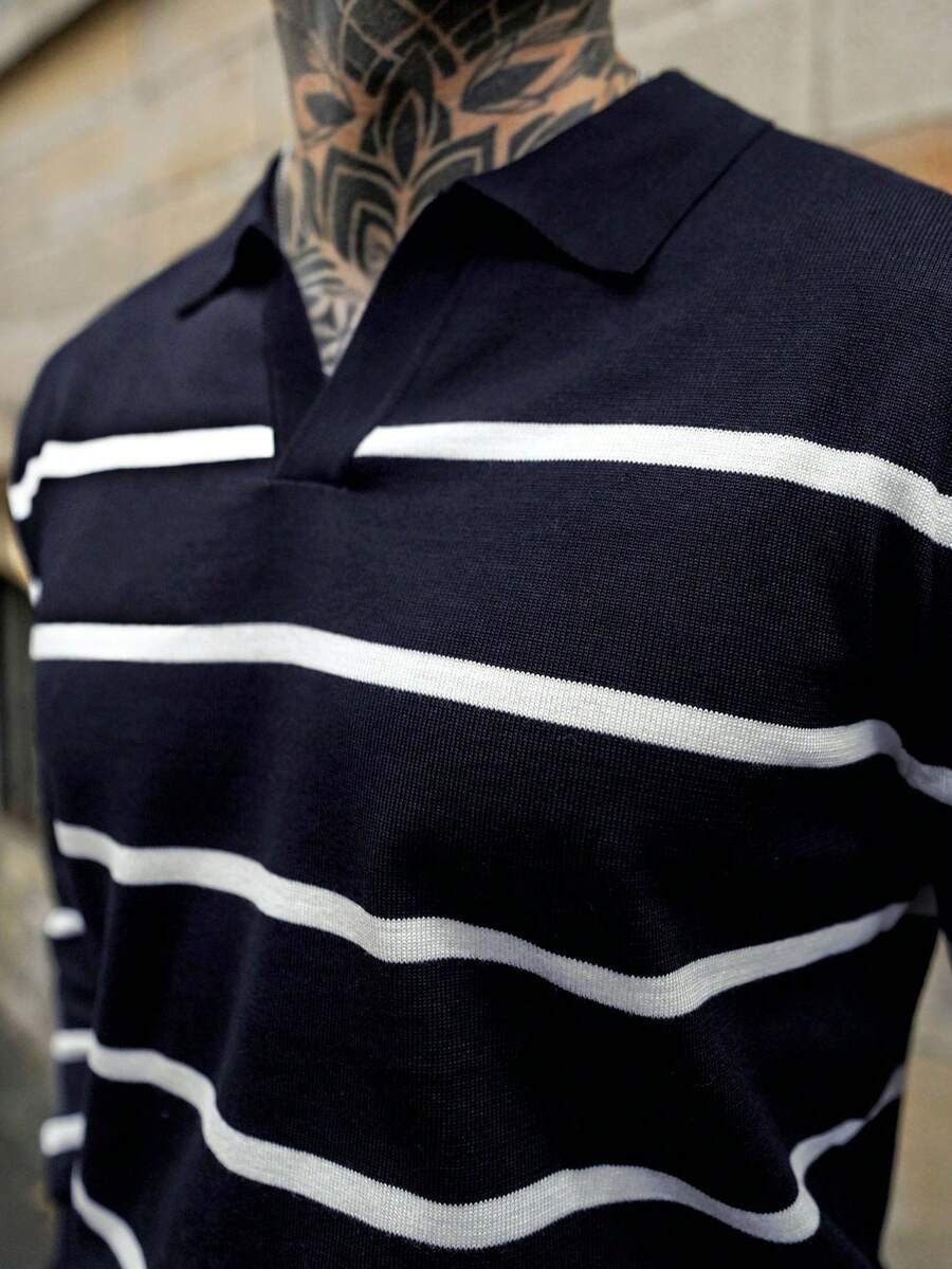 Ribbed Stripe Collared Jumper