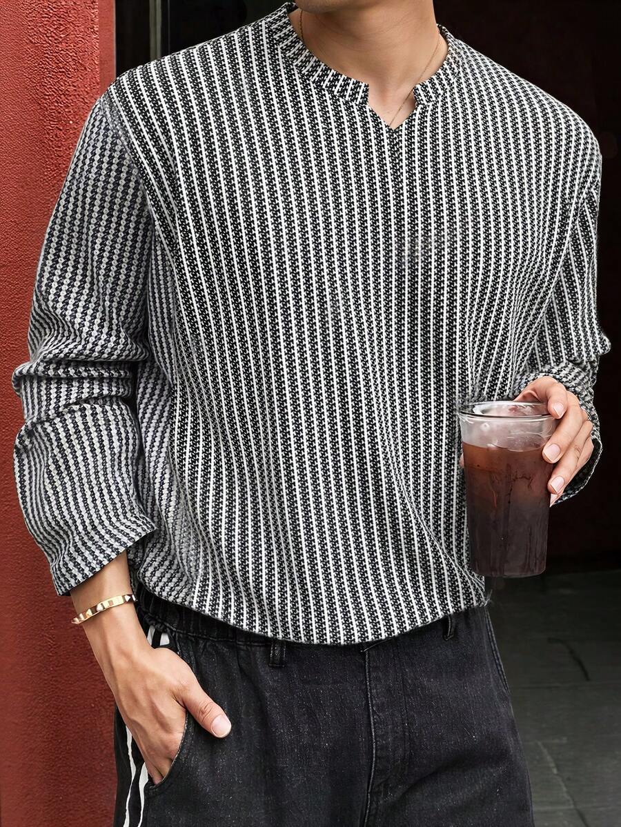 Herringbone Knit Long-Sleeve Top