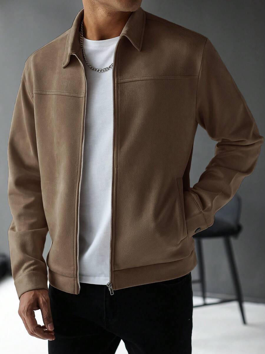 Plain Zip Collar Jacket