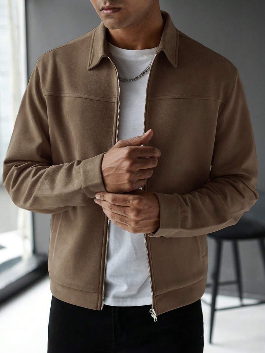 Plain Zip Collar Jacket