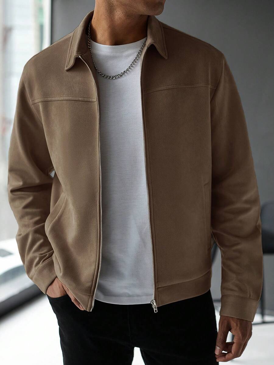 Plain Zip Collar Jacket