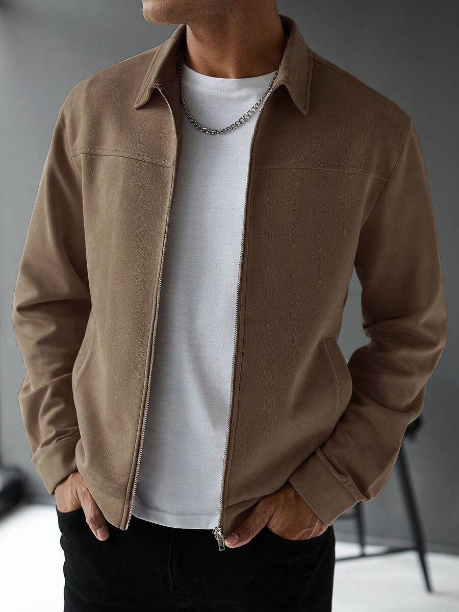 Plain Zip Collar Jacket