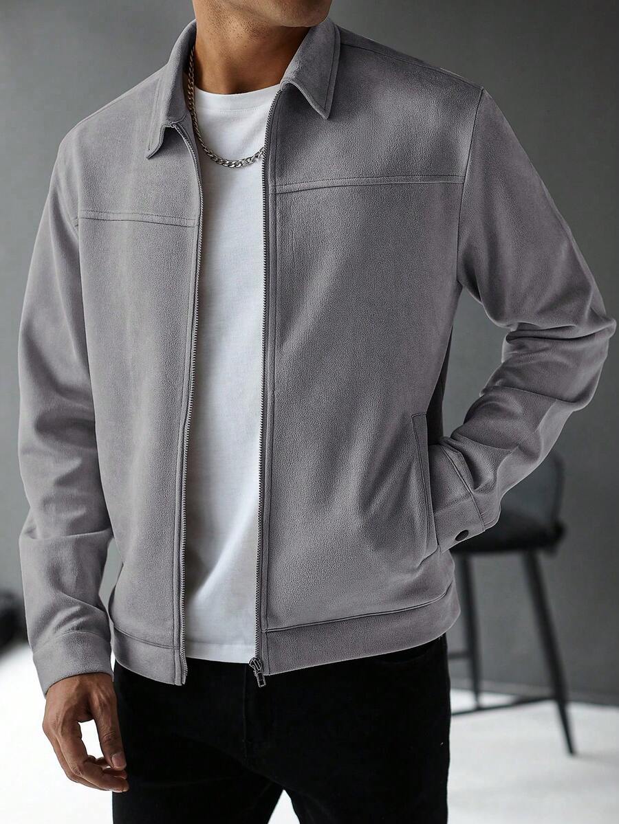 Plain Zip Collar Jacket