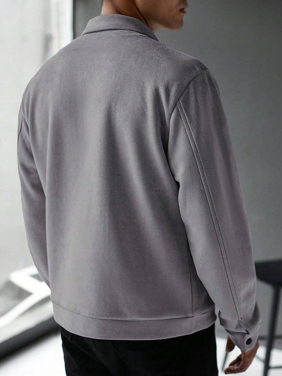 Plain Zip Collar Jacket