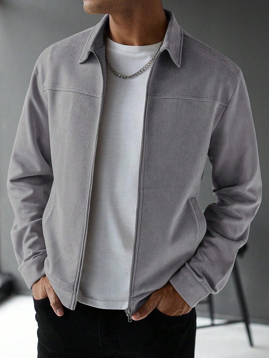 Plain Zip Collar Jacket