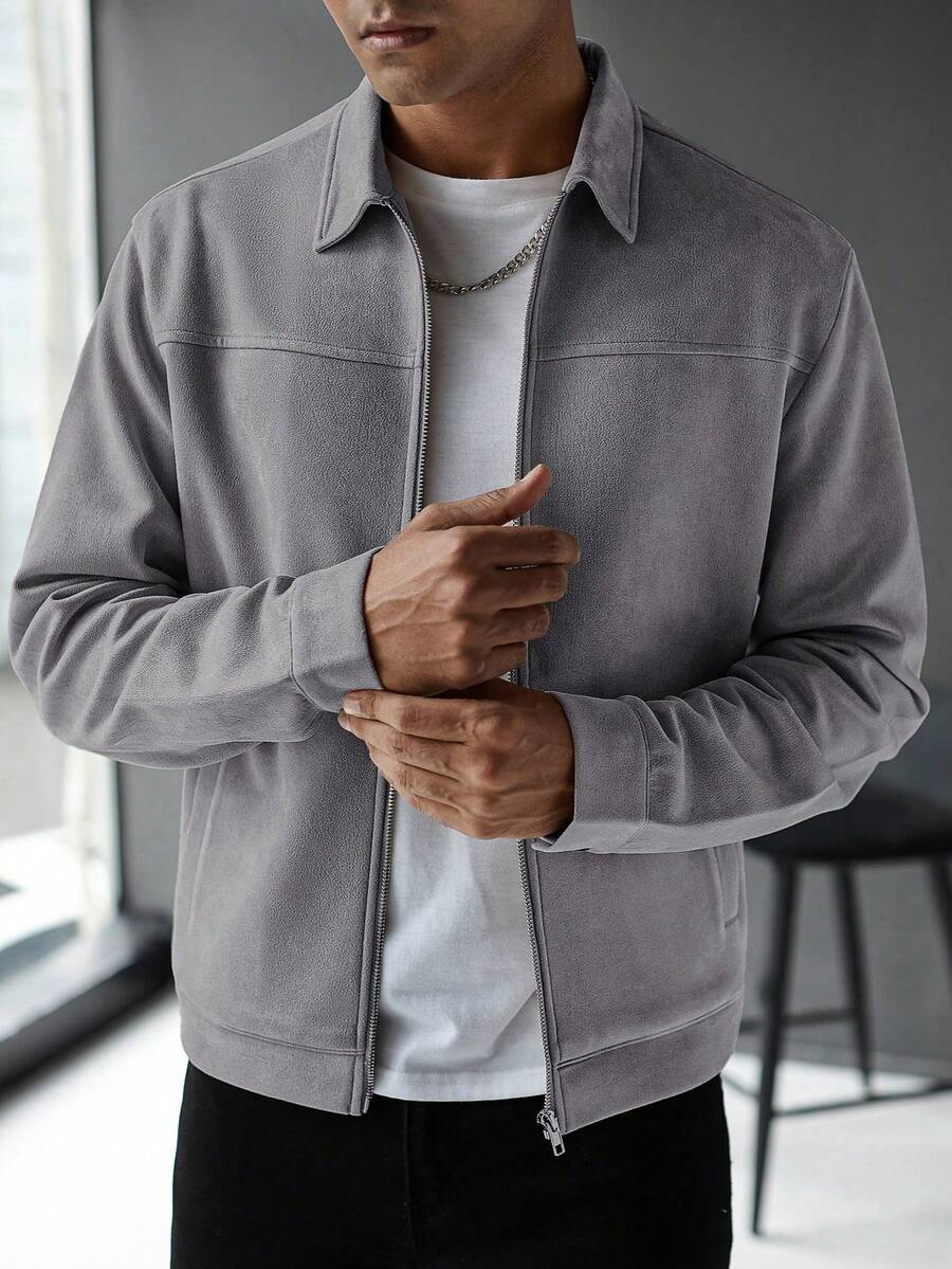 Plain Zip Collar Jacket
