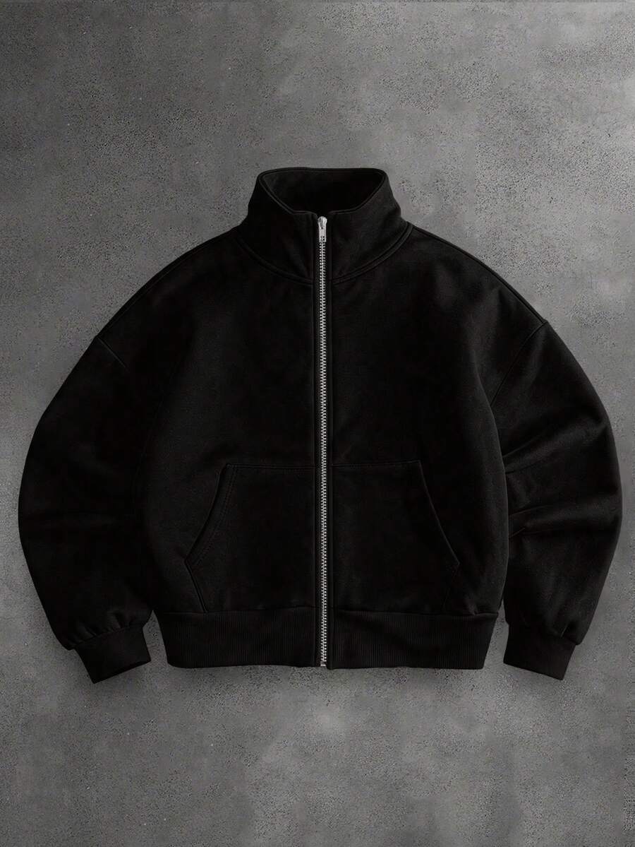 Stand Collar Zip Knit Jacket