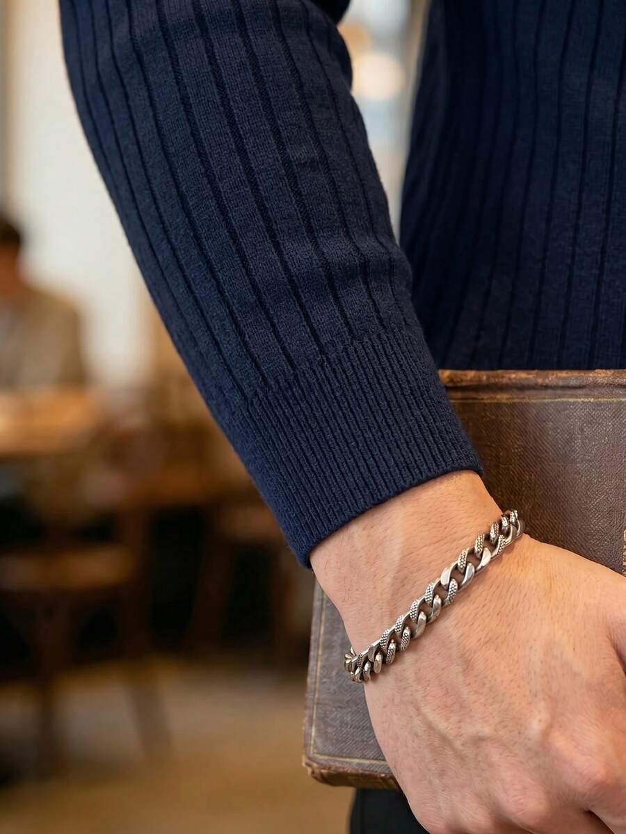Ribbed Knit Long-Sleeve Polo
