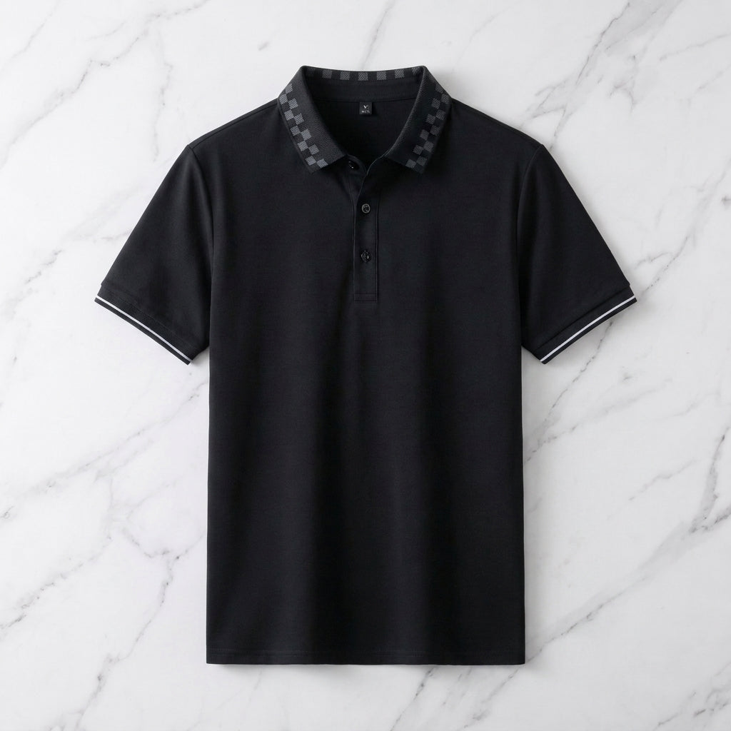 Pique Knit Short-Sleeve Polo Shirt