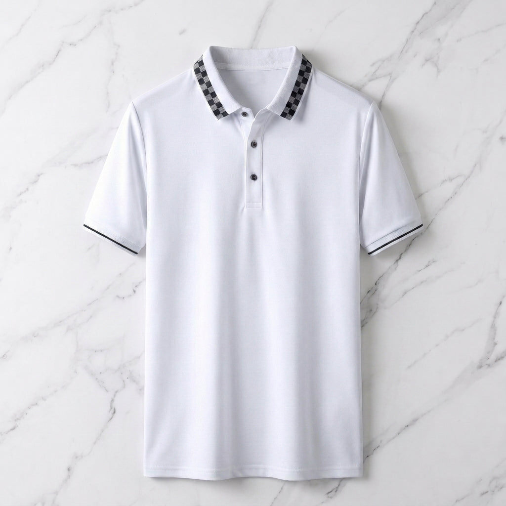 Pique Knit Short-Sleeve Polo Shirt
