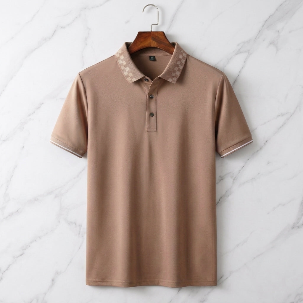 Pique Knit Short-Sleeve Polo Shirt