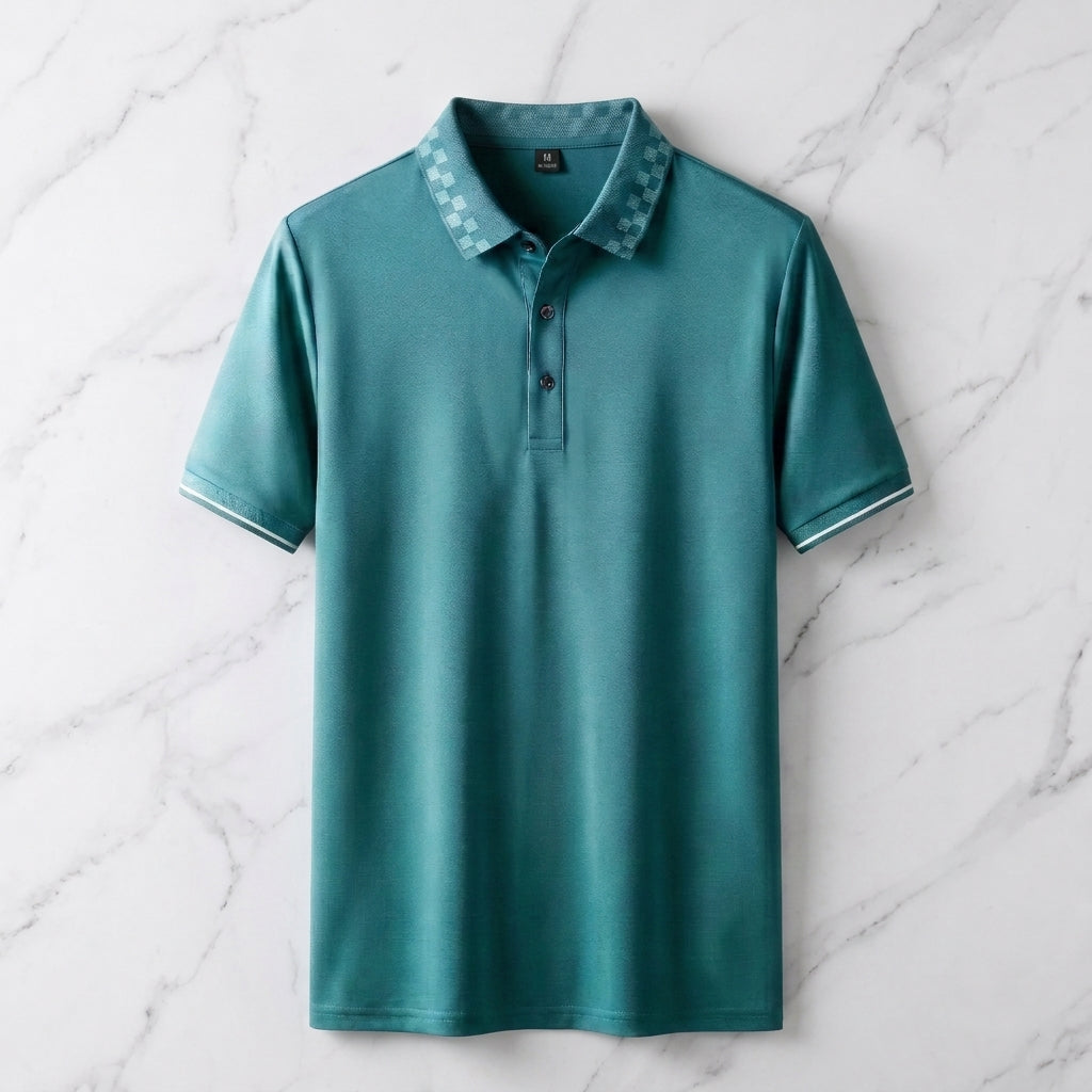 Pique Knit Short-Sleeve Polo Shirt