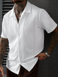 SLATEMANN Men's Solid Color Jacquard Knit Short Sleeve Shirt
