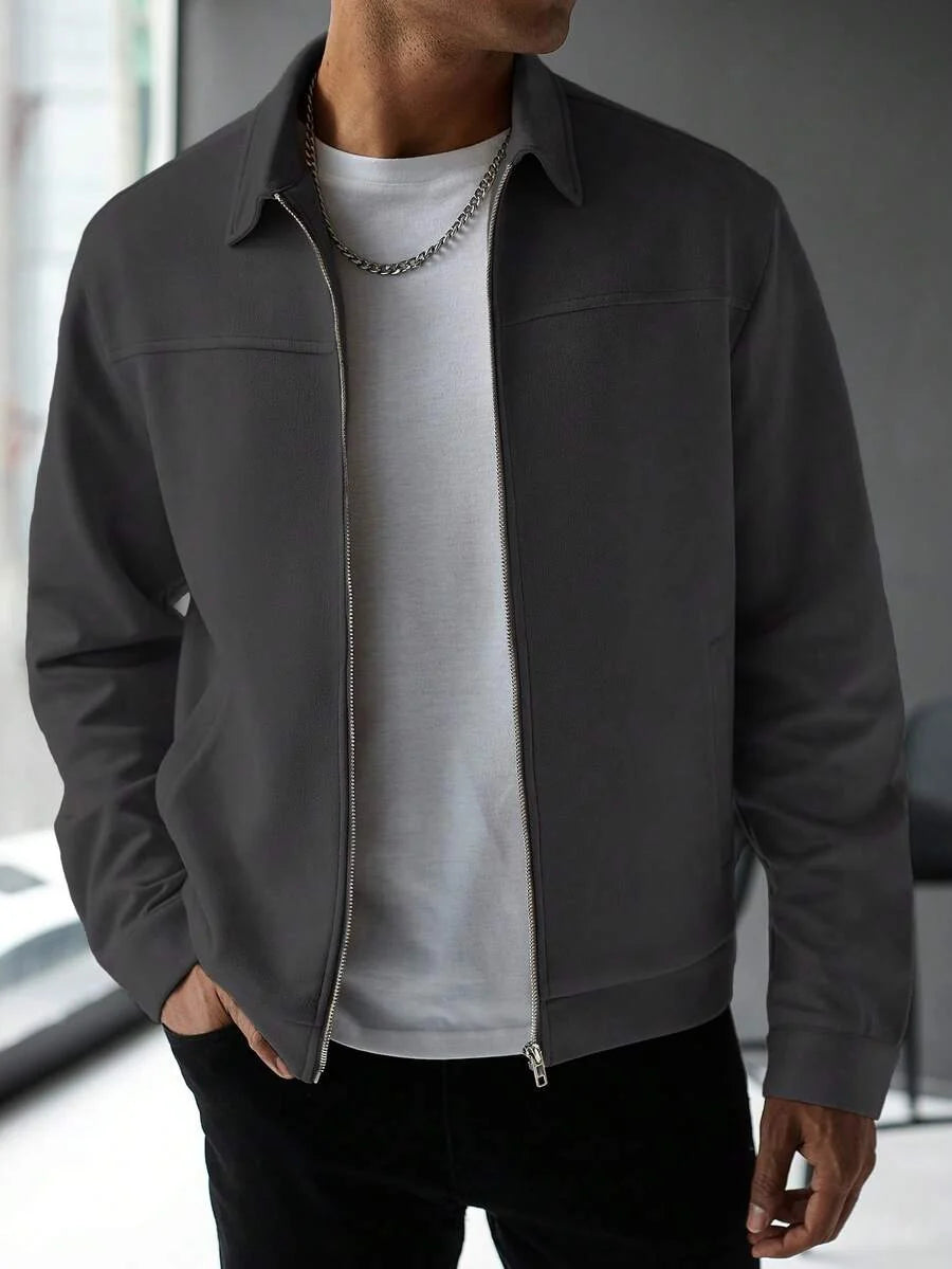 Plain Zip Collar Jacket