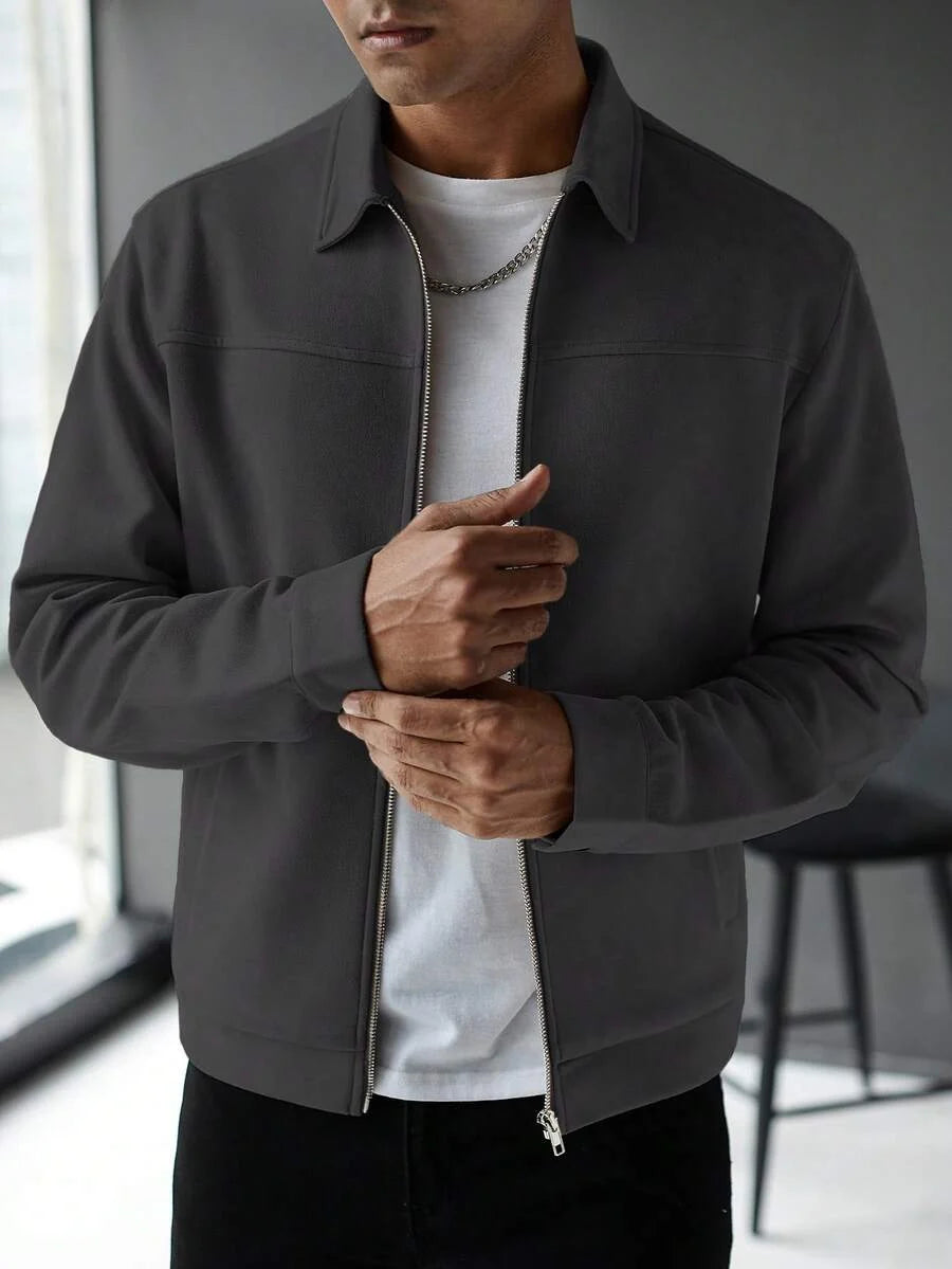 Plain Zip Collar Jacket