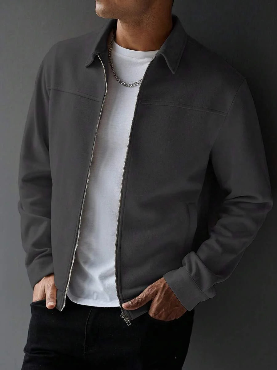 Plain Zip Collar Jacket