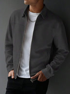 Plain Zip Collar Jacket