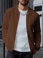 Textured Ribbed Bomber Jacket