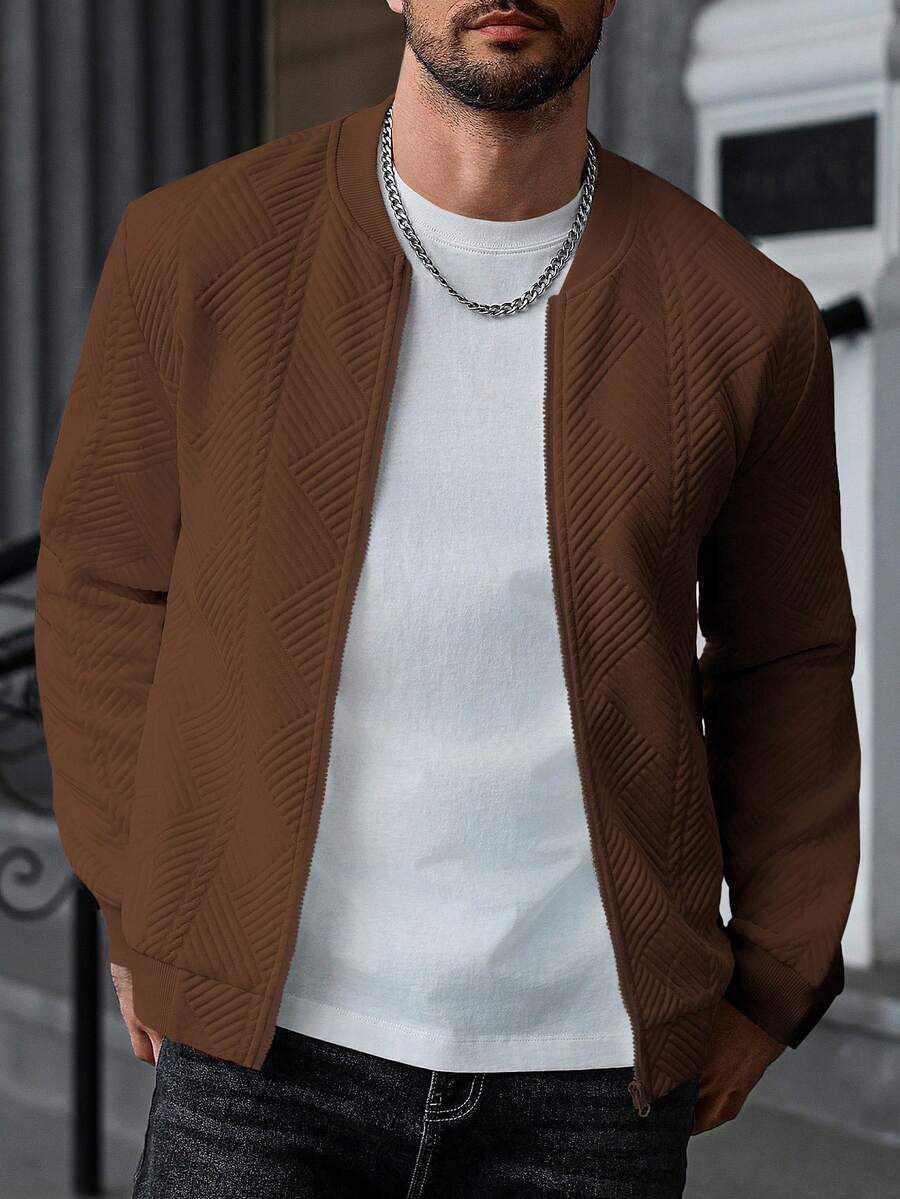 Textured Ribbed Bomber Jacket