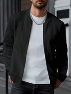 Textured Ribbed Bomber Jacket