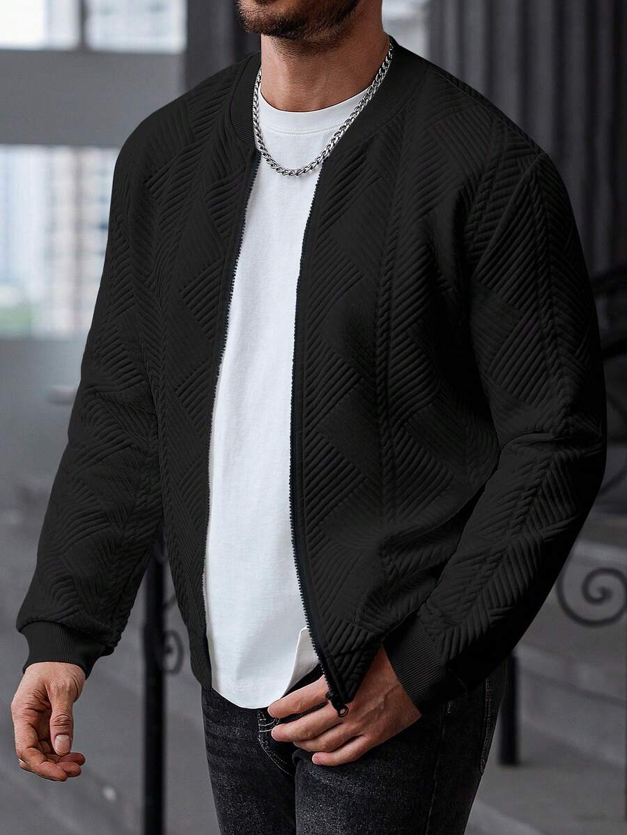 Textured Ribbed Bomber Jacket
