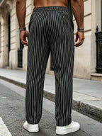 Striped Drawstring Suit Trousers