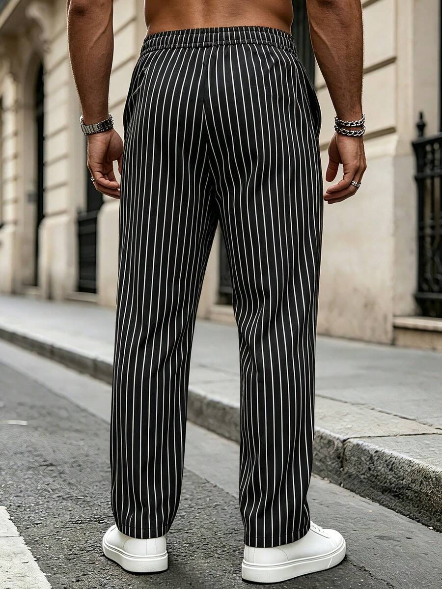 Striped Drawstring Suit Trousers