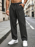 Striped Drawstring Suit Trousers