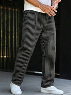 Striped Drawstring Suit Trousers