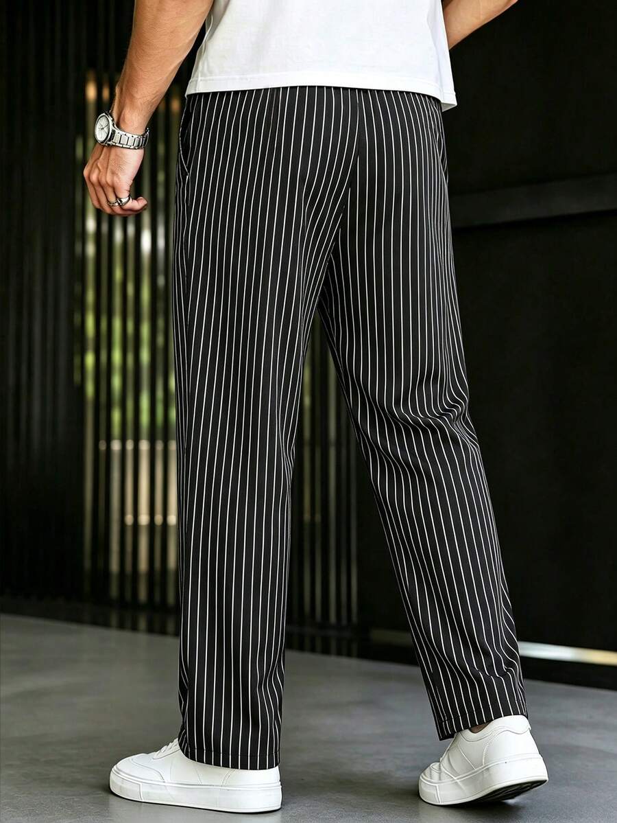 Striped Drawstring Suit Trousers