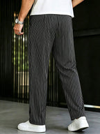 Striped Drawstring Suit Trousers