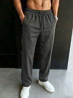 Striped Drawstring Suit Trousers