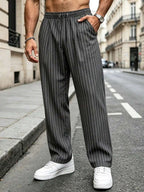 Striped Drawstring Suit Trousers
