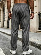 Striped Drawstring Suit Trousers