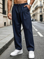 Striped Drawstring Suit Trousers