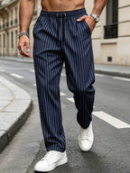 Striped Drawstring Suit Trousers