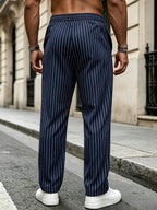 Striped Drawstring Suit Trousers