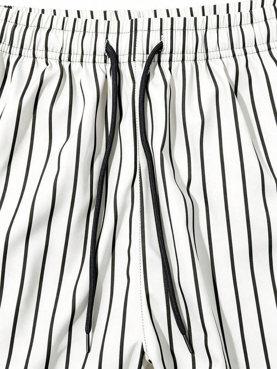 Striped Drawstring Suit Trousers