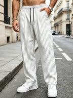 Striped Drawstring Suit Trousers