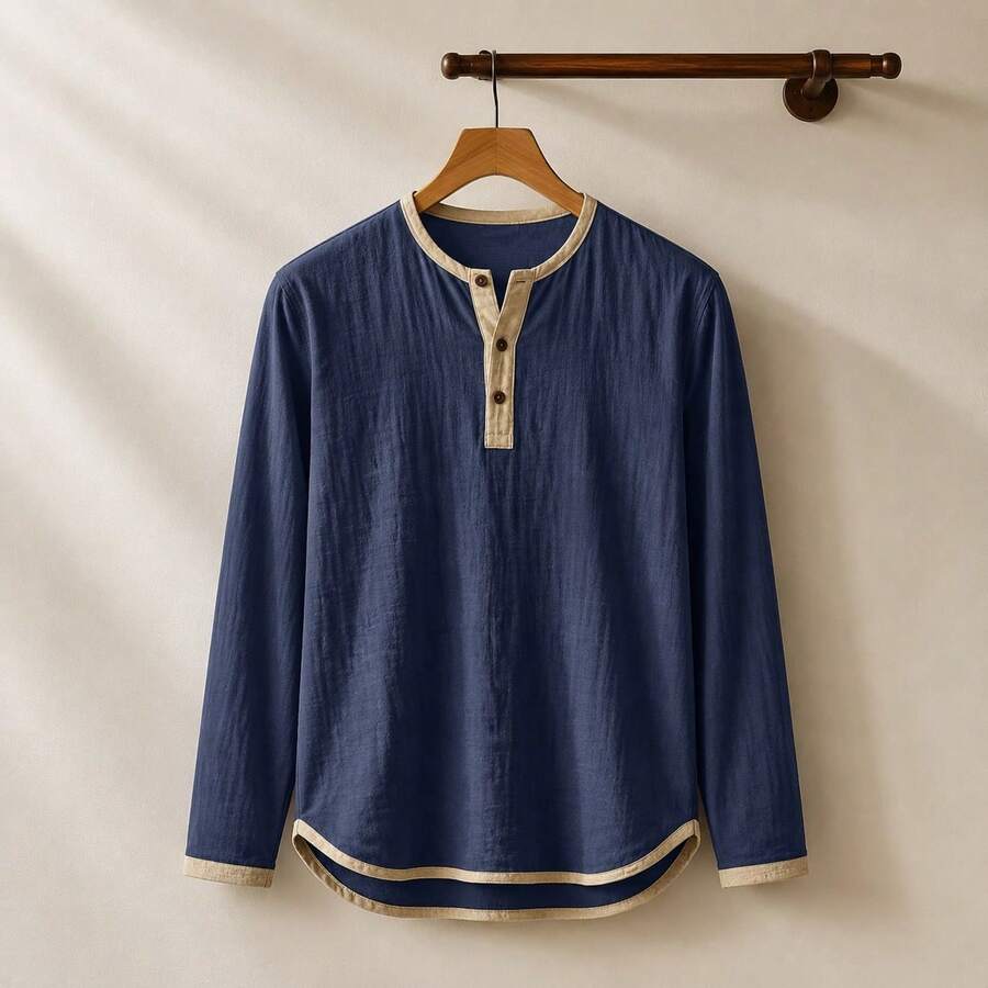 Contrast Trim Henley Top