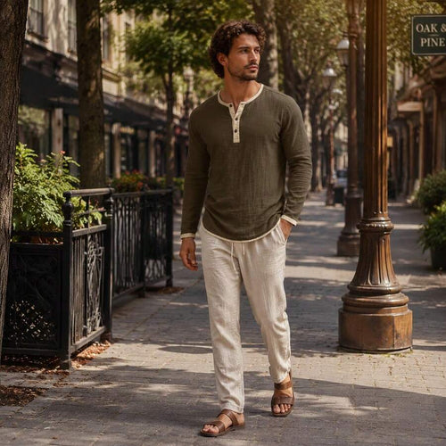 Contrast Trim Henley Top