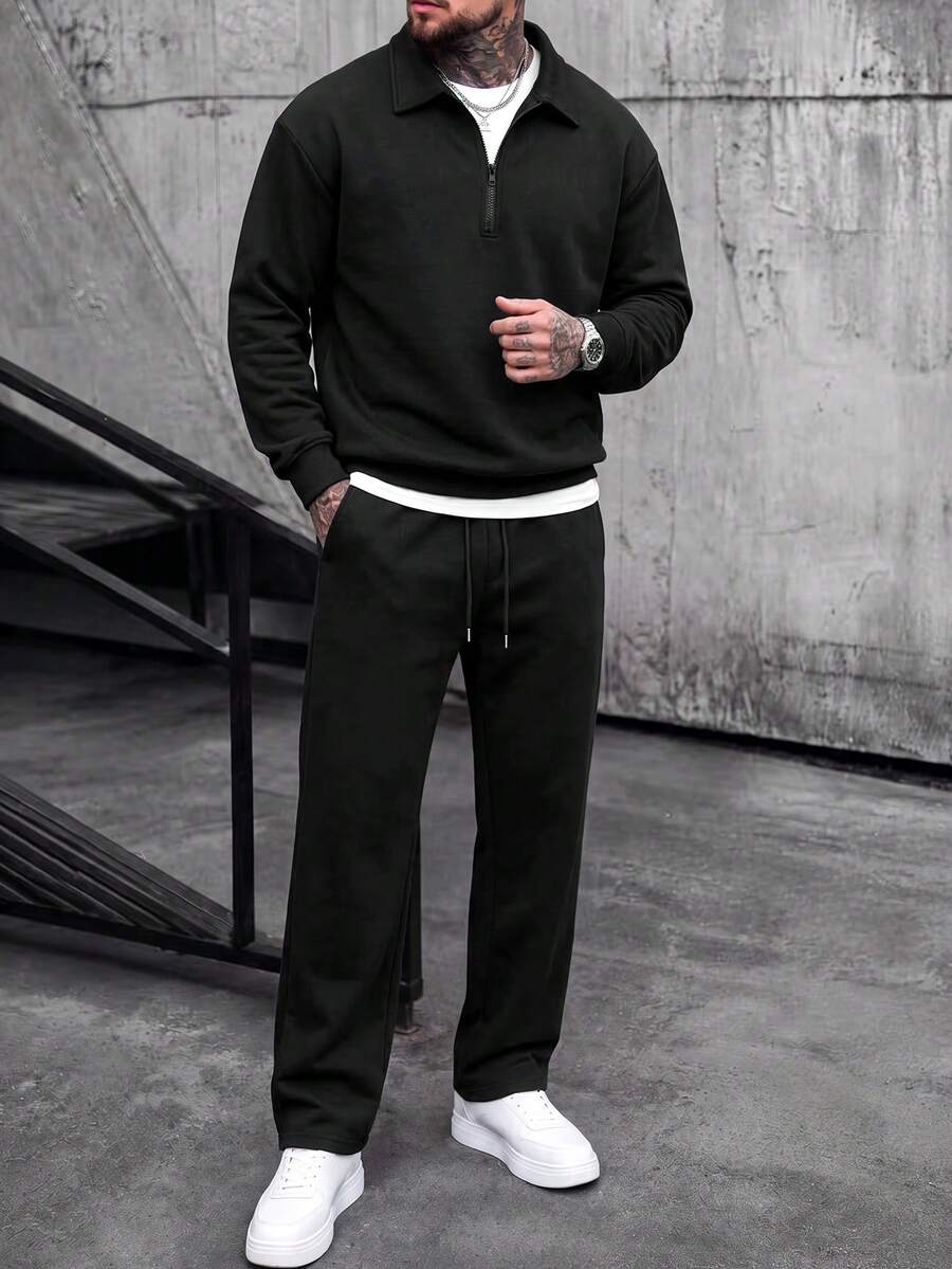 Half-Zip Lined Tracksuit Set