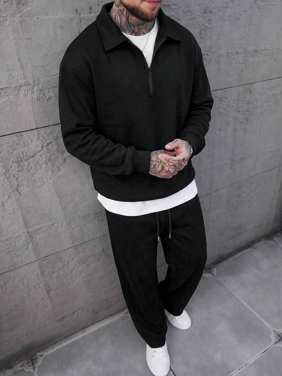 Half-Zip Lined Tracksuit Set
