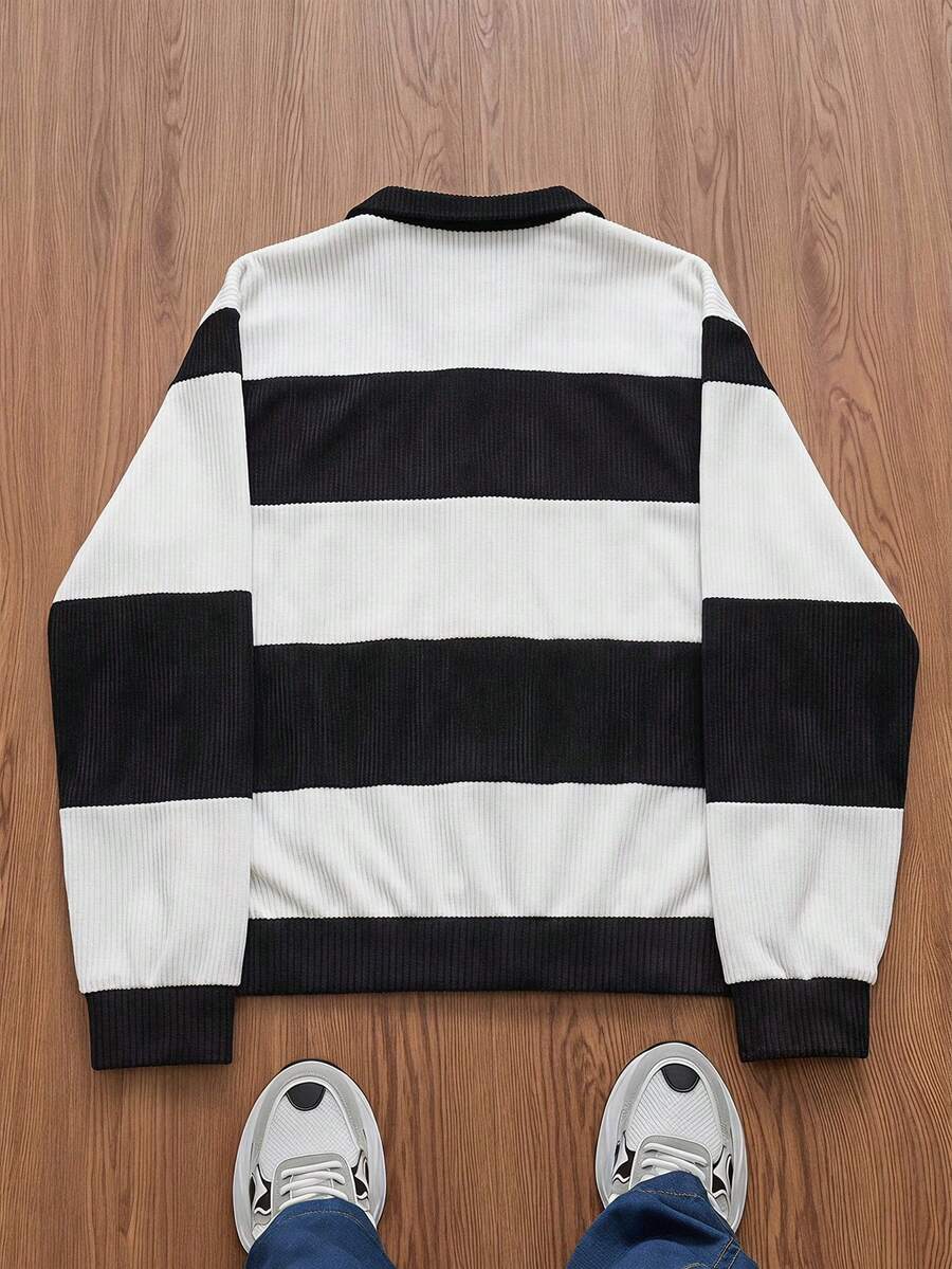Striped Half-Zip Knit Jumper