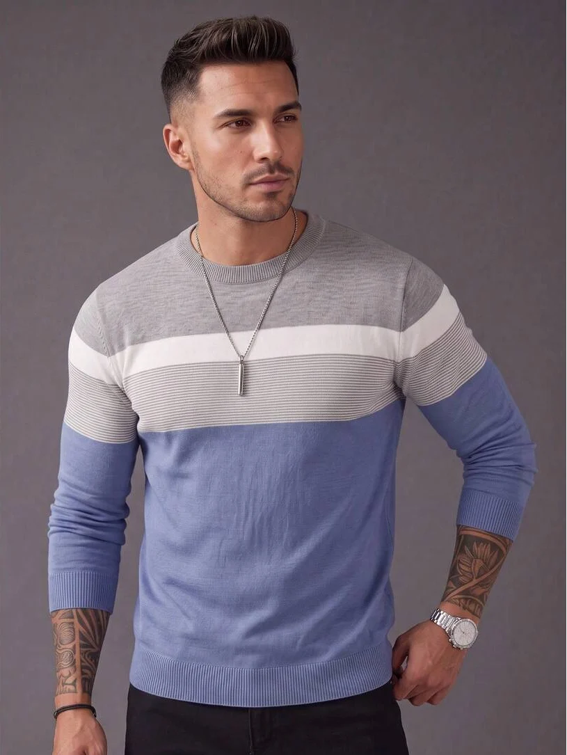 Colour-Block V-Neck Fine Knit